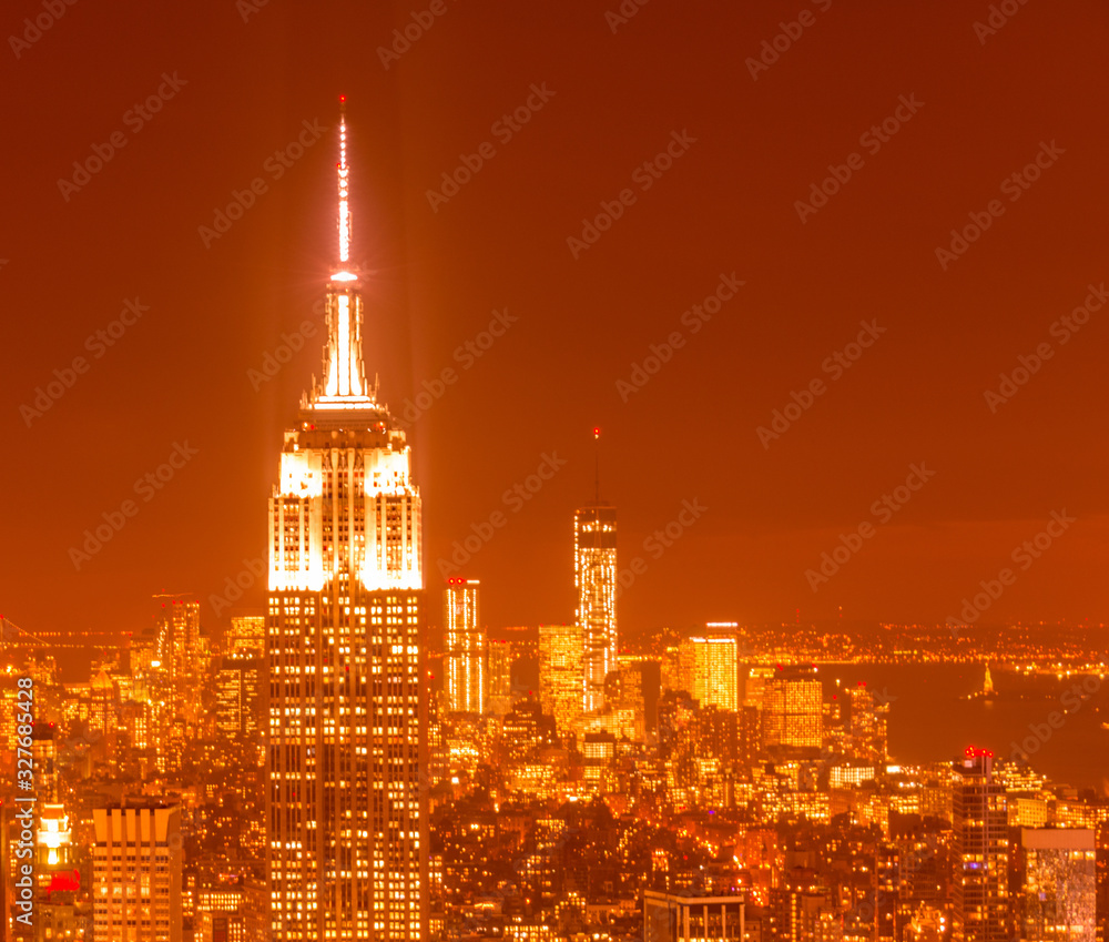 View of New York Manhattan during sunset hours View of New York Manhattan during sunset hours