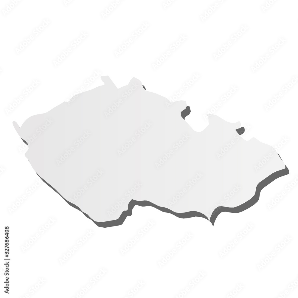 Fototapeta Czech Republic - grey 3d-like silhouette map of country area with dropped shadow. Simple flat vector illustration