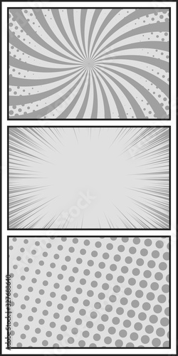 Vector vertical comic book page template with different backgrounds. Pop art style © Anna