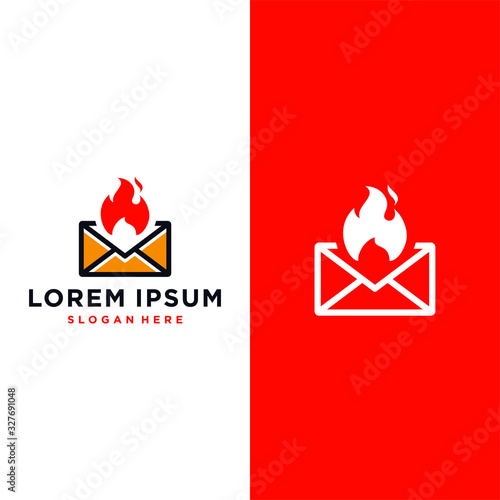 hot spicy fire flame letter envelope email logo icon vector
