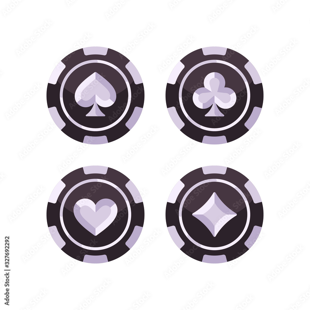 Set of black and silver poker chips. Casino flat illustration Set of black and silver poker chips. Casino flat illustration