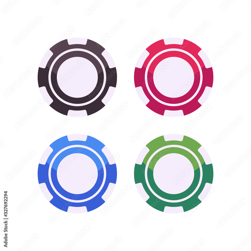 Set of blank poker chips. Casino flat illustration Set of blank poker chips. Casino flat illustration