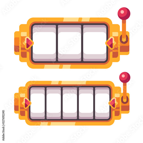 Empty golden slot machine. Casino flat illustration