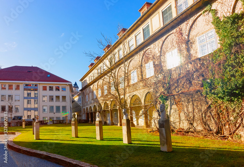 Courtyard of Grazer Burg castle complex in Old city Graz photo