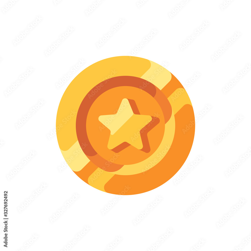 Gold coin with star symbol flat icon Gold coin with star symbol flat icon