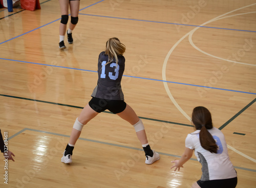Volleyball player passing the ball