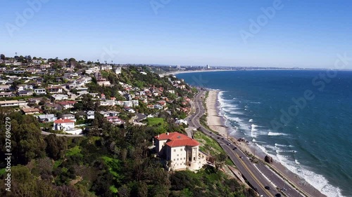Wide aerial, Pacific Palisades shoreline
