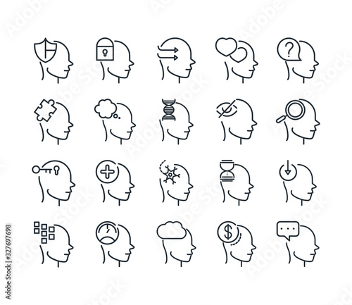 alzheimers disease neurological brain medical condition icons set line style icon
