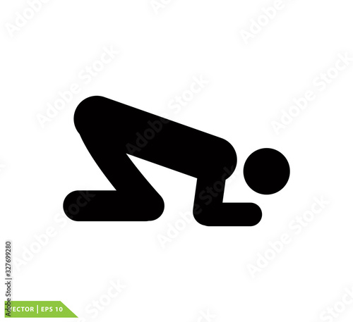 Muslim prayer icon vector logo design template