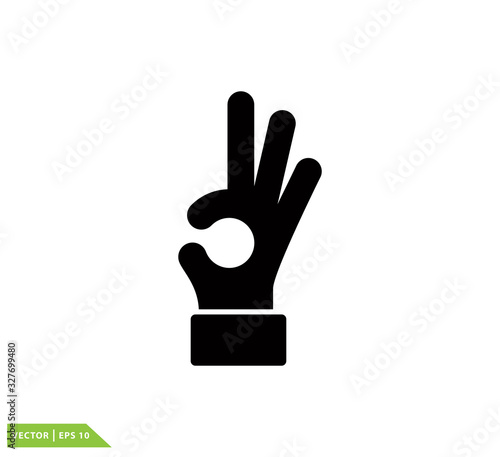 Okay hand icon vector logo design template