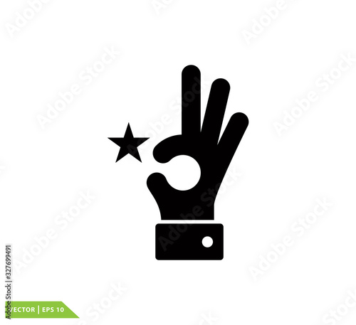 Okay hand icon vector logo design template