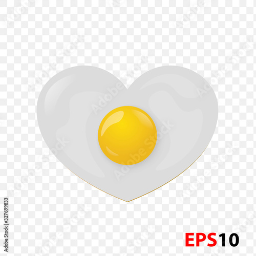Chicken egg realistic illustration in the shape of a heart