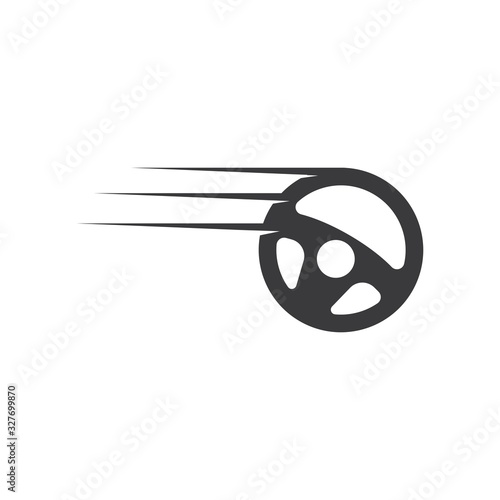 car steering wheel with gear logo icon vector illustration