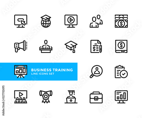 Business training vector line icons. Simple set of outline symbols, graphic design elements. Pixel Perfect