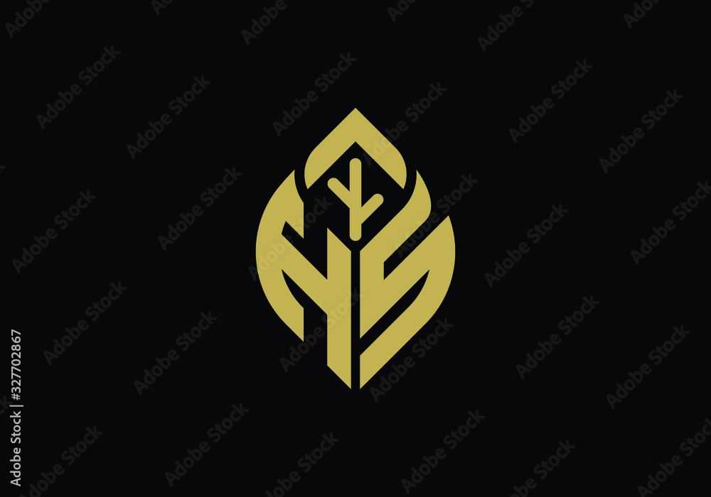 Initial letter H and S with abstract leaf logo sign symbol Initial letter H and S with abstract leaf logo sign symbol