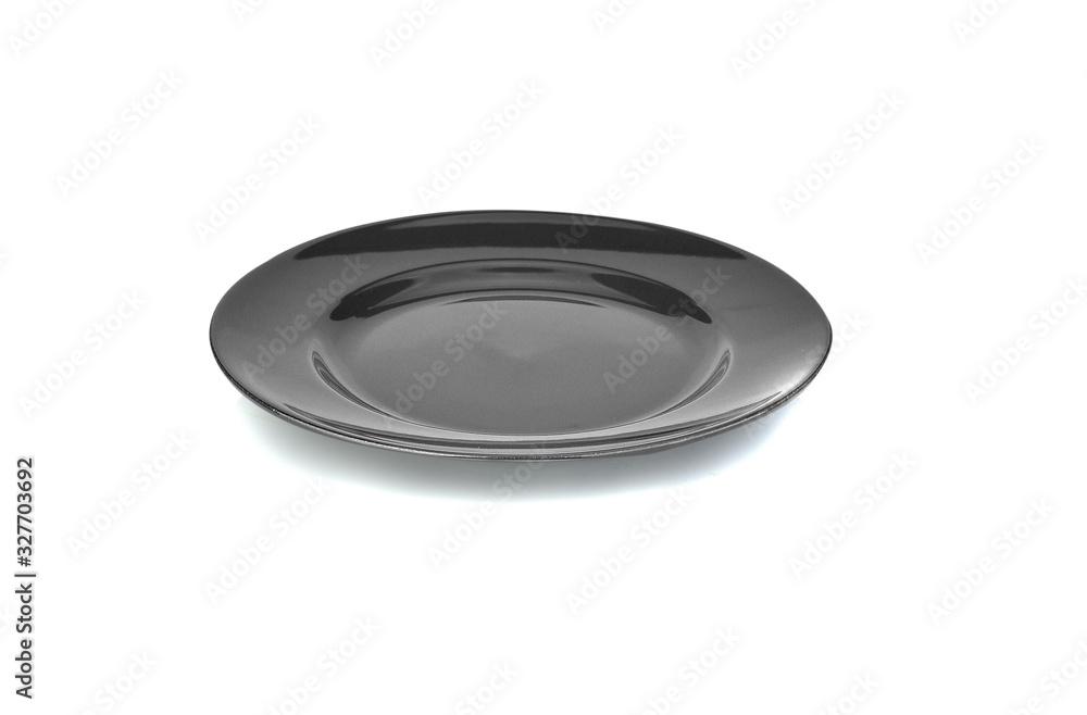 Empty black plate isolated on a white background Empty black plate isolated on a white background