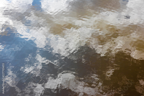 background. defocusing. reflection of the sky in a river / lake