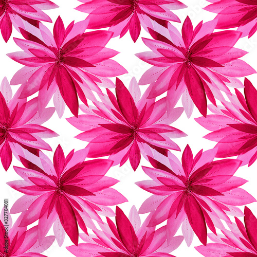 Seamless pattern watercolor pink flower isolated on white background creative background hand-drawn