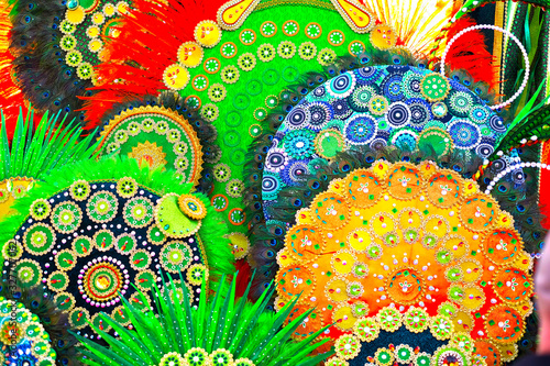 Authentic colorful carnival sequinned element details.