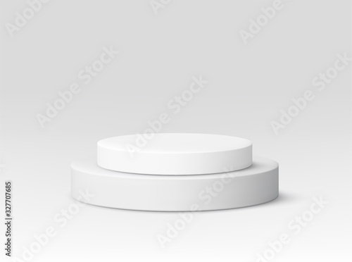 Round empty podium. Award ceremony concept. Stage backdrop. Vector illustration