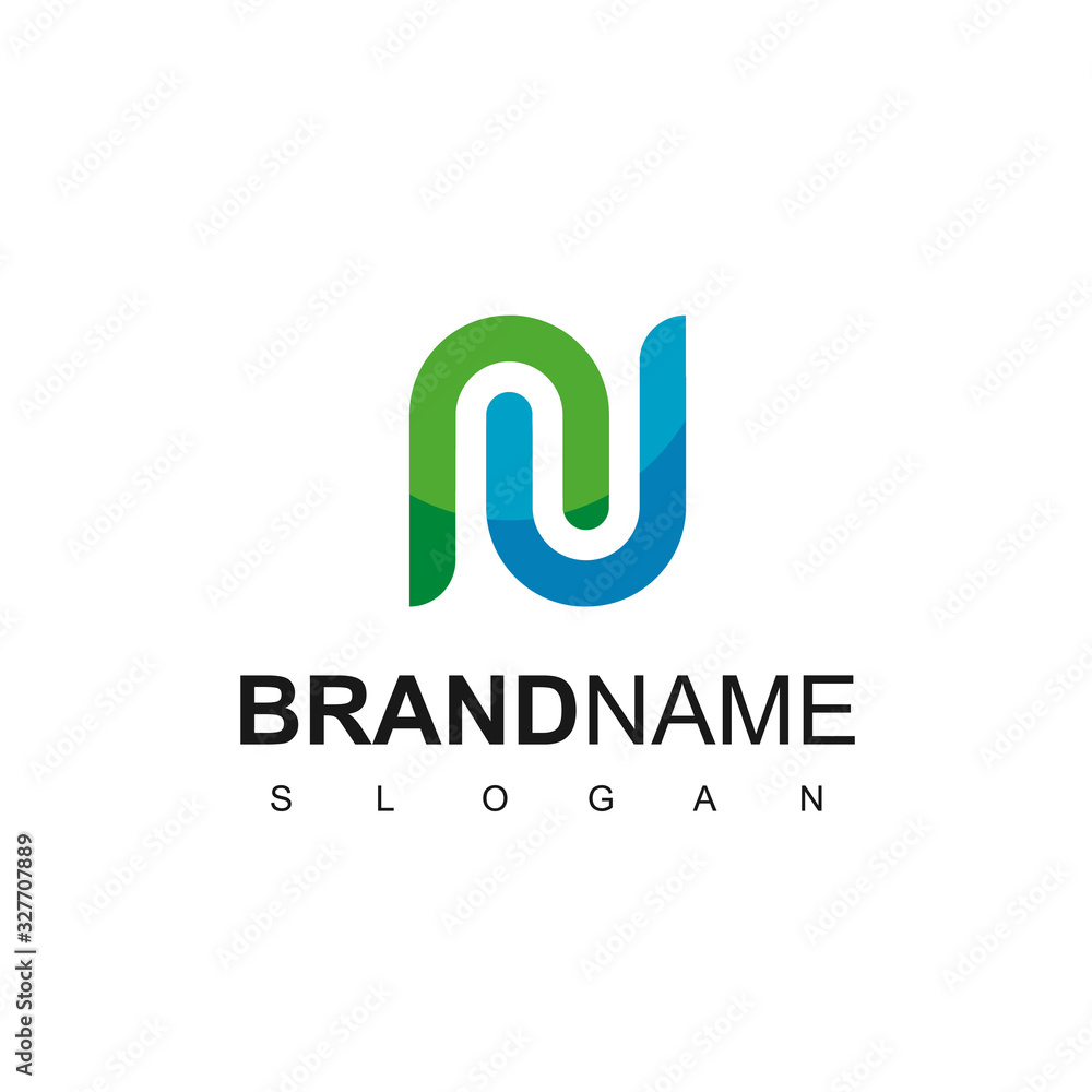 Letter N Logo With Blue And Green Color Letter N Logo With Blue And Green Color