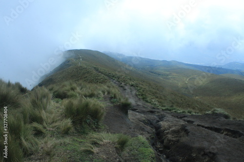 The long andean trail going to Rucu Pichincha, a vulcano near Quito and the Teleferico