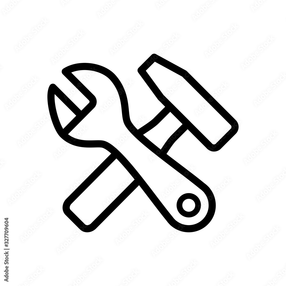 Hammer and wrench icon line style Hammer and wrench icon line style