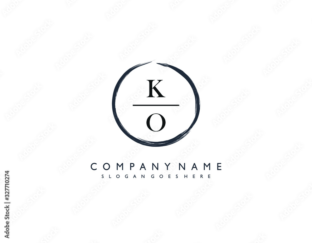 KO initial letter elegant handwriting logo collection - obrazy, fototapety, plakaty 