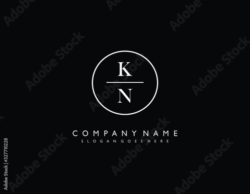KN initial letter elegant handwriting logo collection