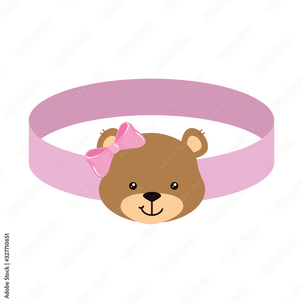 face of cute teddy bear female in bracelet vector illustration design face of cute teddy bear female in bracelet vector illustration design