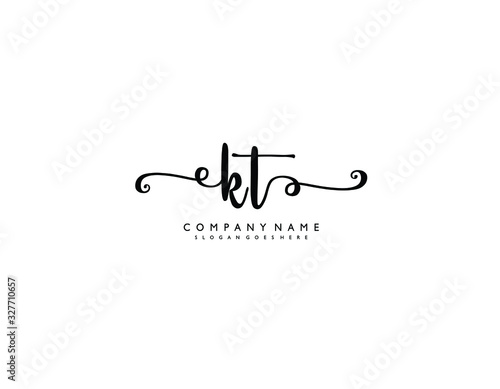 KT initial letter elegant handwriting logo collection
