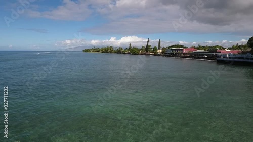 Coastal Town of Lahaina on Hawaiian Island of Maui, Aerial photo