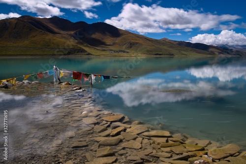 Yamdrok Lake prayer flags
