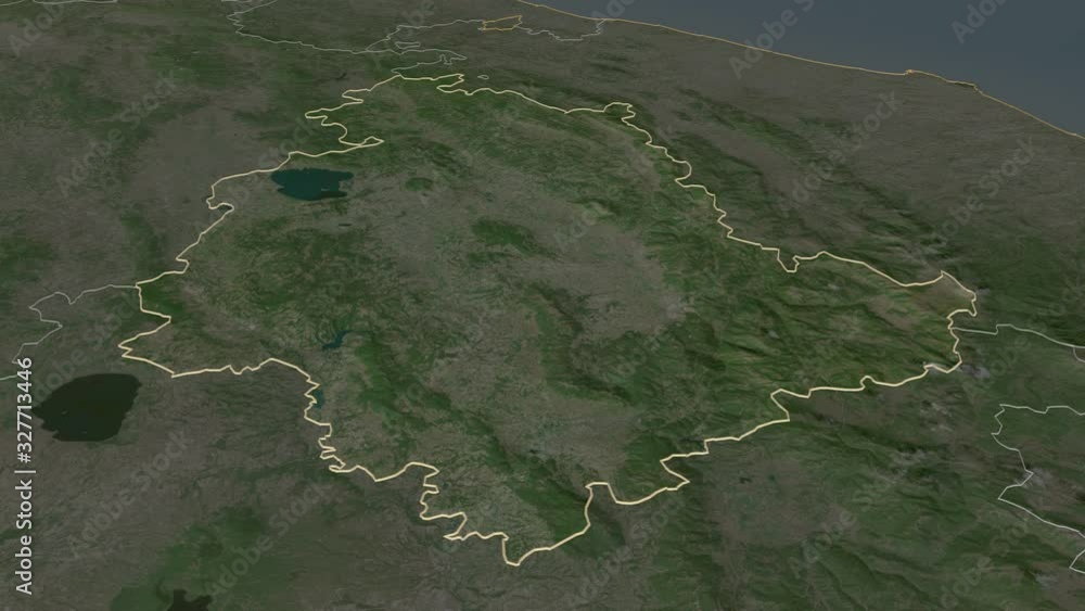 Umbria, region with its capital, zoomed and extruded on the satellite map of Italy in the conformal Stereographic projection. Animation 3D Umbria, region with its capital, zoomed and extruded on the satellite map of Italy in the conformal Stereographic projection. Animation 3D