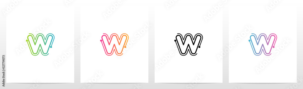 Dots With Lines On The Outside Of Letter Logo W Stock Vector | Adobe Stock
