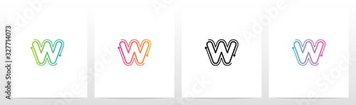 Dots With Lines On The Outside Of Letter Logo W