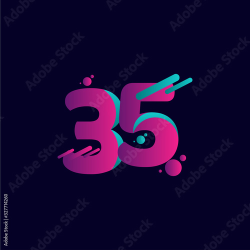 35 Years Anniversary Celebration Gradient Purple Number Vector Template Design Illustration