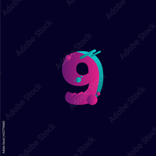 9 Years Anniversary Celebration Gradient Purple Number Vector Template Design Illustration