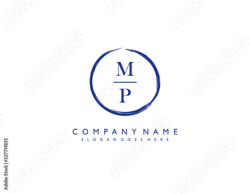 MP initial letter elegant handwriting logo collection