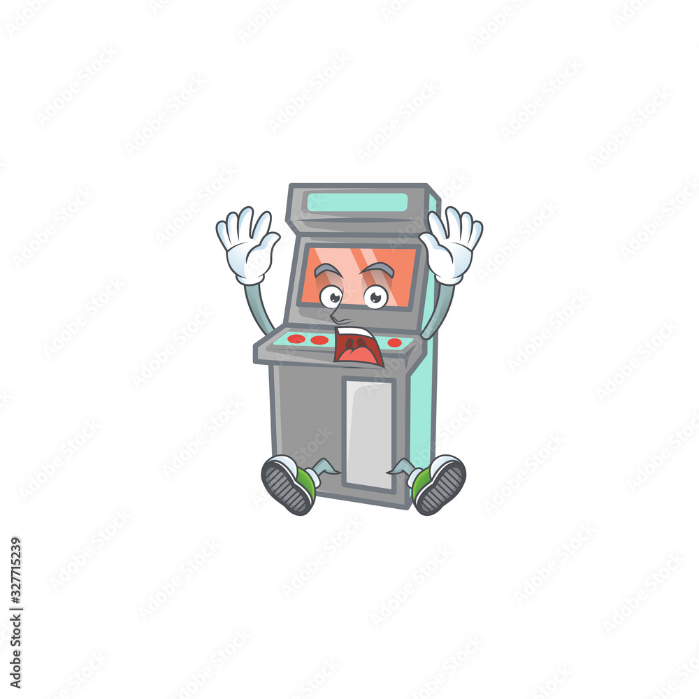 A picture of arcade game machine cartoon design with shocking gesture A picture of arcade game machine cartoon design with shocking gesture