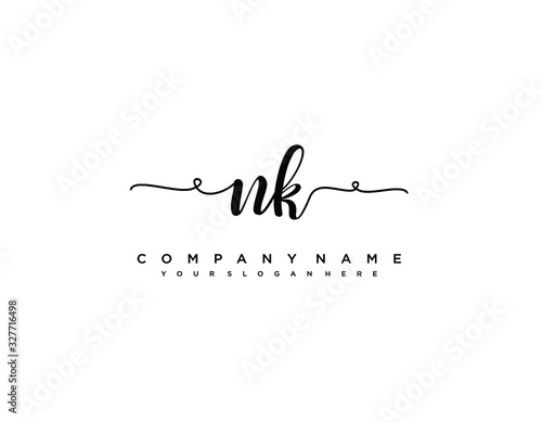 NK initial letter elegant handwriting logo collection