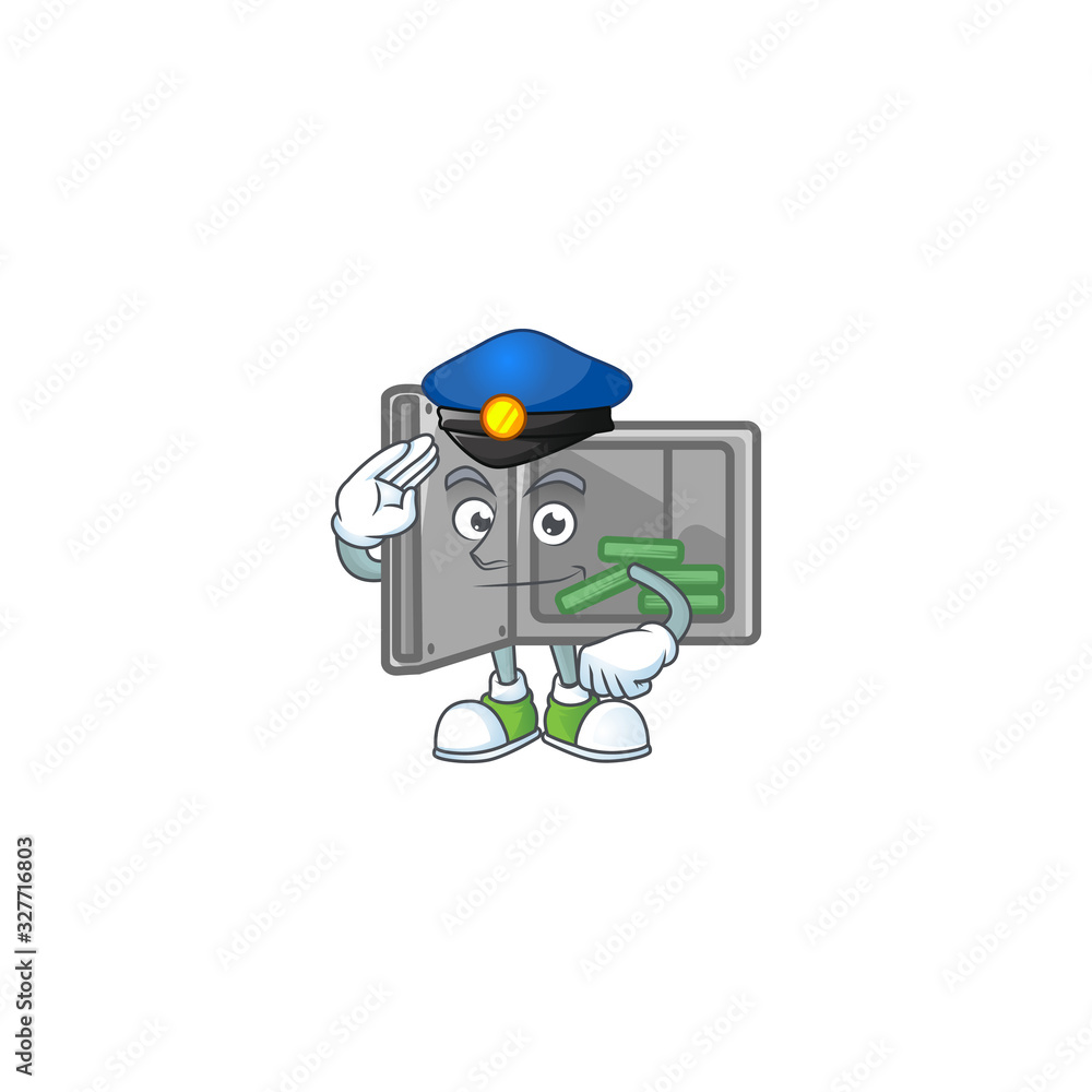 A character design of security box open working as a Police officer A character design of security box open working as a Police officer