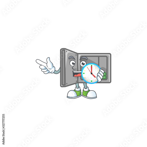 Security box open cartoon character style with a clock © kongvector