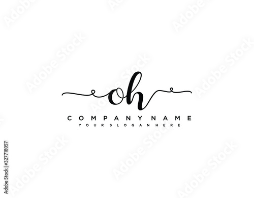 OH initial letter elegant handwriting logo collection