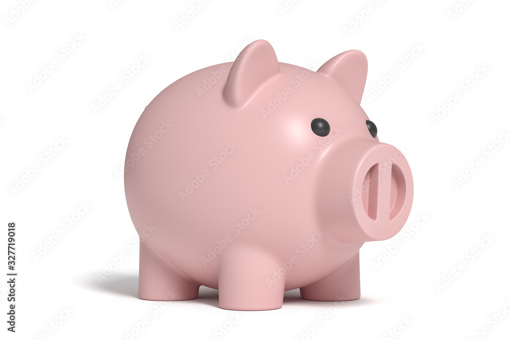 Piggy bank isolated on white background. saving money. 3d rendering Piggy bank isolated on white background. saving money. 3d rendering
