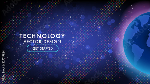 Abstract technology background Hi-tech communication concept, technology, digital business, innovation, science fiction scene vector illustration with copy-space.