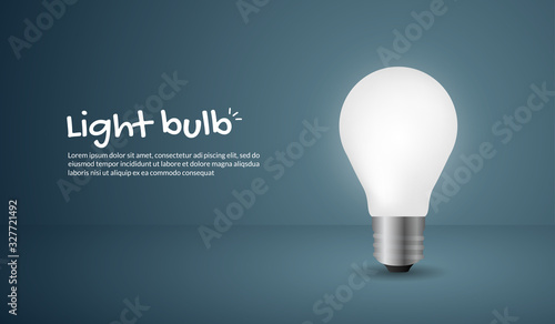 Realistic growing Light bulb on blue background