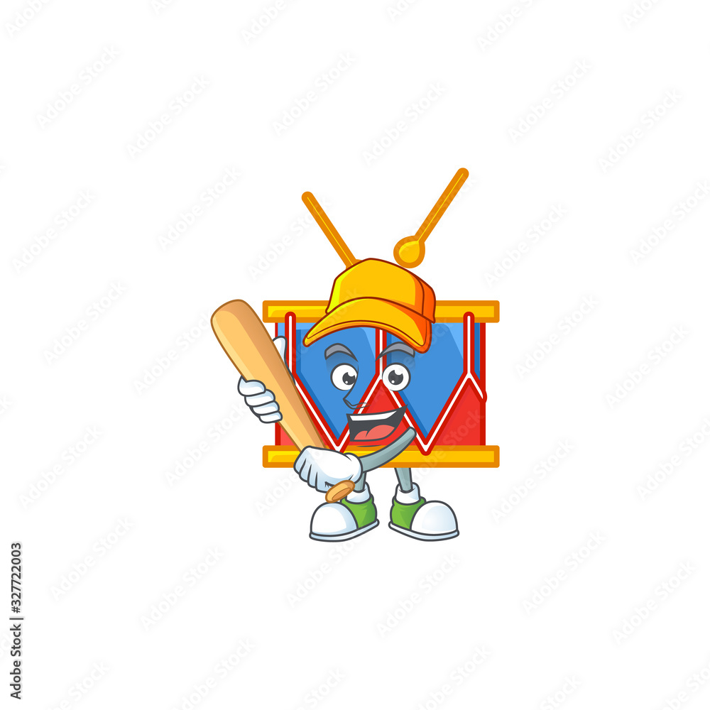 An active healthy independence day drum mascot design style playing baseball An active healthy independence day drum mascot design style playing baseball