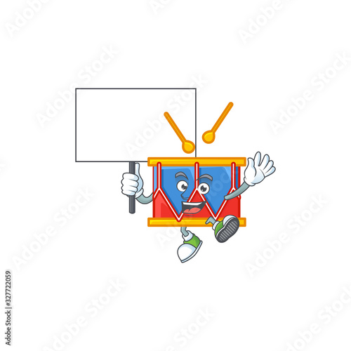 A picture of independence day drum cartoon character with board © kongvector