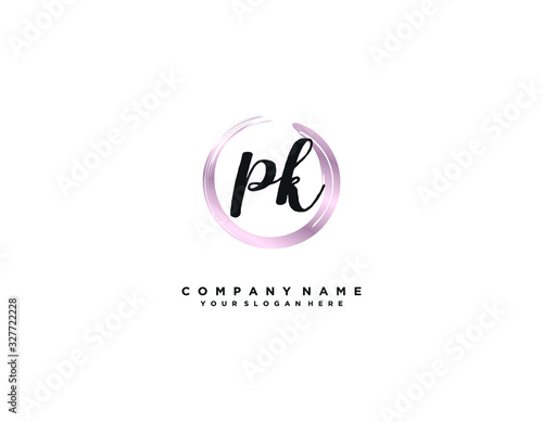PK initial letter elegant handwriting logo collection